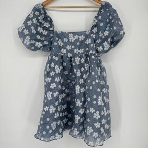 Storia Jenelle Babydoll Blue Floral Mini Dress
